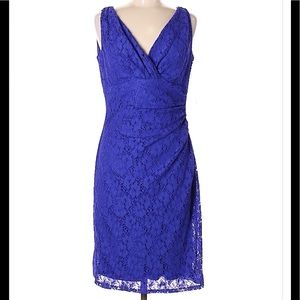 Chaps Sheath Blue Lace Women's Dresses